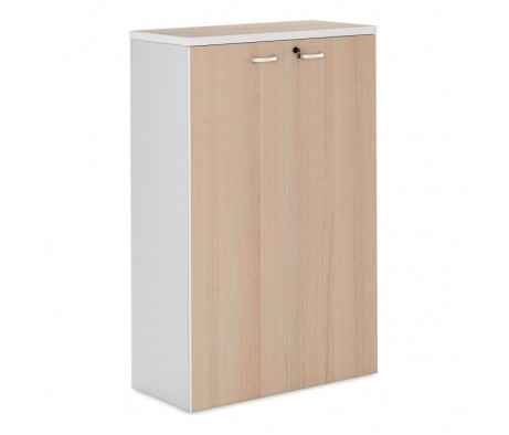 Шкаф h140 с деревянными дверями Flash White