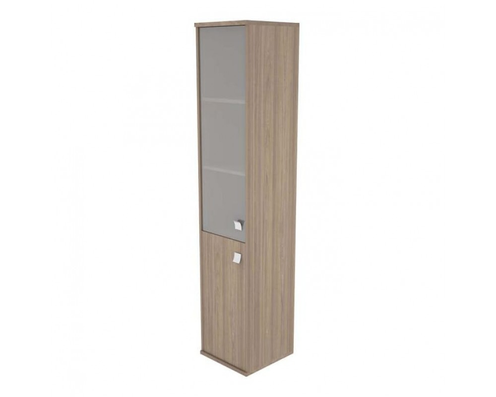 Шкаф высокий узкий 1 низкая дверь ЛДСП 1 средняя дверь стекло Style System