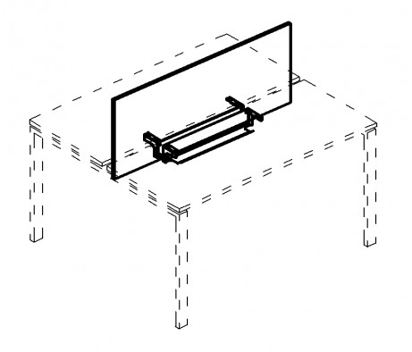Экран настольный фронтальный для стола 140 с двумя кабель-каналами A4.PRO