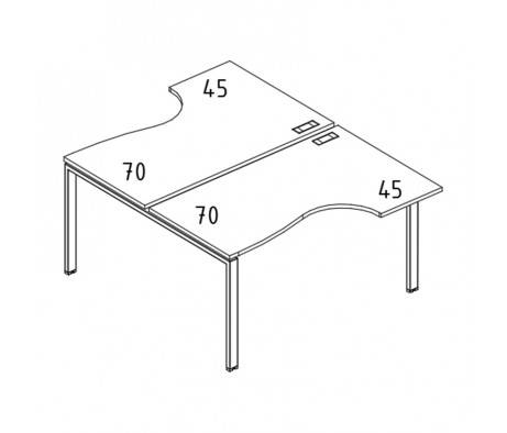 Рабочая станция столы (2х120) эргономичные "Классика" опоры UNO A4.PRO