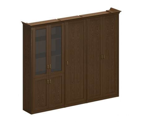 Шкаф высокий комбинированный (2 для документов 1 из 2 со стеклянными дверями + узкий для одежды) Perseo