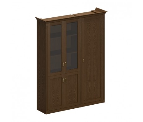 Шкаф высокий комбинированный (для одежды узкий + для документов со стеклянными дверями) Perseo
