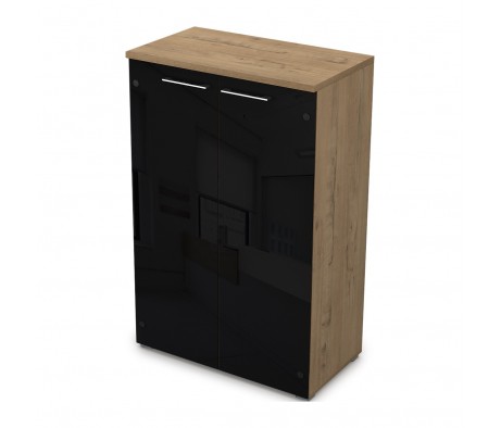 Шкаф со стеклом черный глянец (800x450x1245) Gloss Line