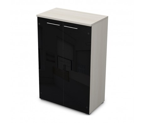 Шкаф со стеклом черный глянец (800x450x1245) Gloss Line