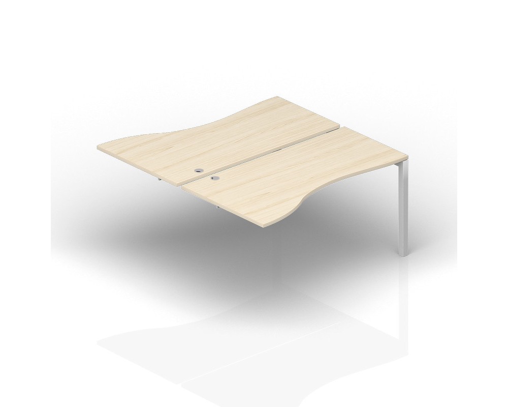 Составной стол на 2 рабочих места 120х185х72 "Волна" 2 громмета, приставной элемент Polo