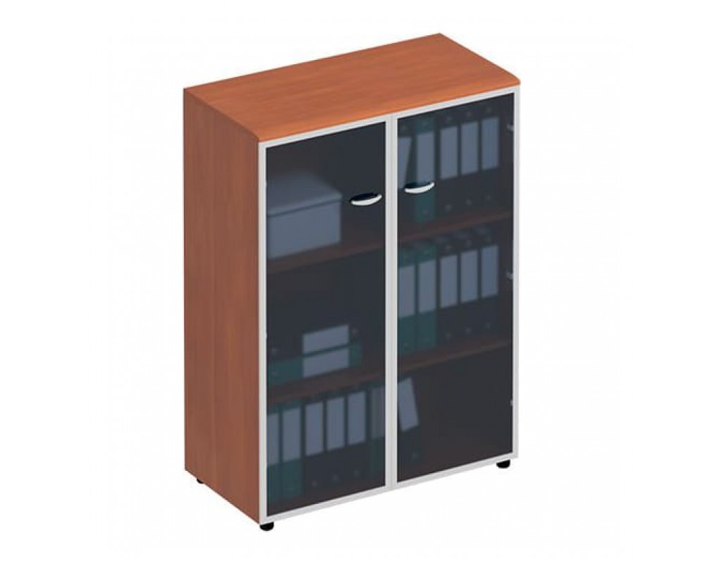 Шкаф для документов средний со стеклянными дверьми в рамке ФС 769 Матрица