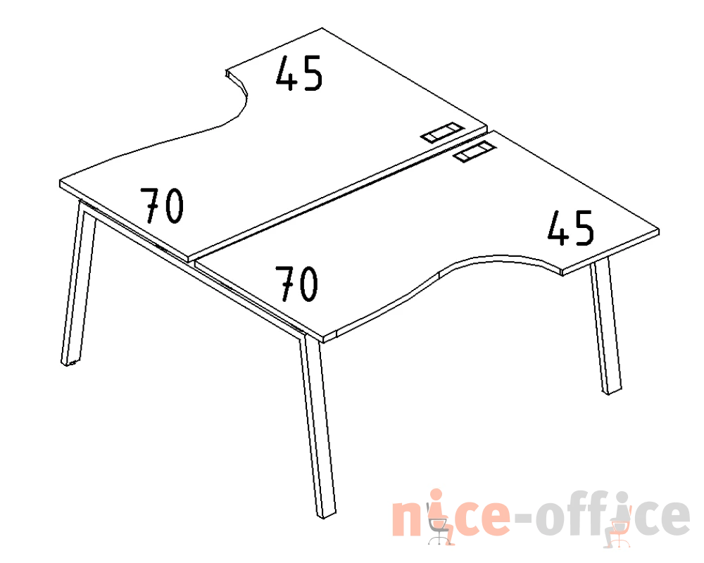 Рабочая станция со столами (2х120) каркас TRE A4.PRO