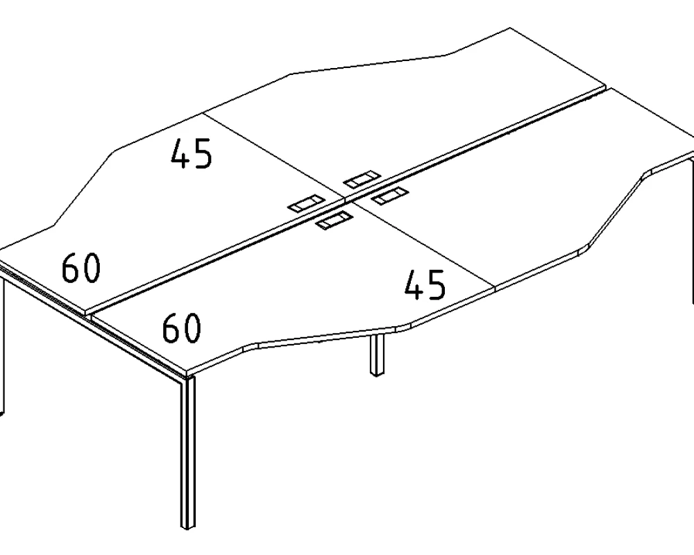 Рабочая станция столы Техно (4х160) каркас DUE A4.PRO