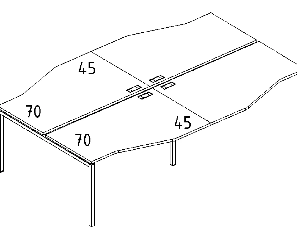 Рабочая станция столы Техно на металлокаркасе DUE (4х140) A4.PRO