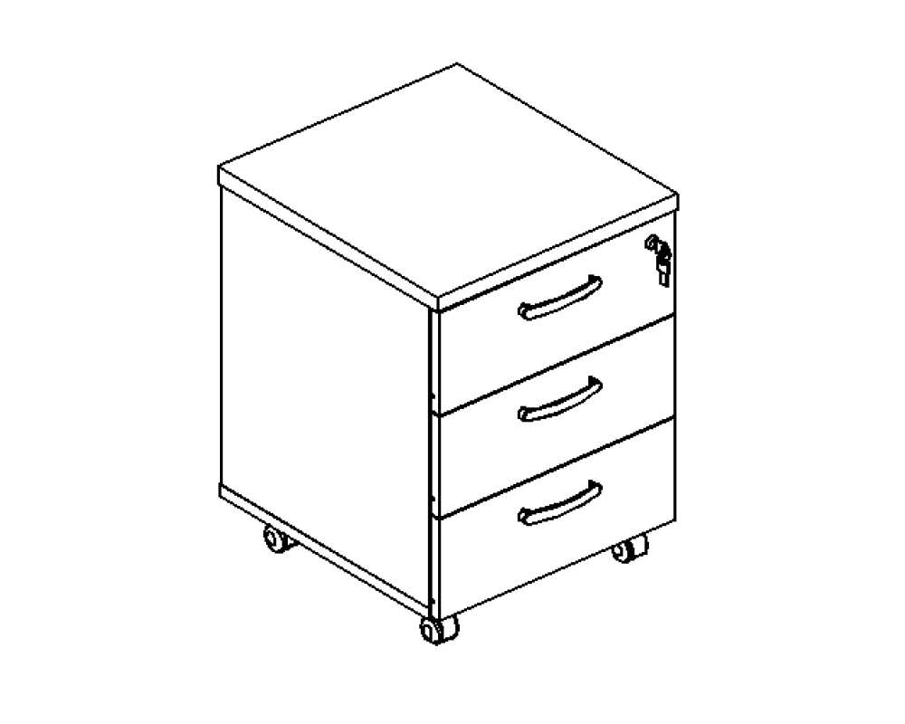 Тумба выкатная 3-ящичная с центральным замком A4.PRO