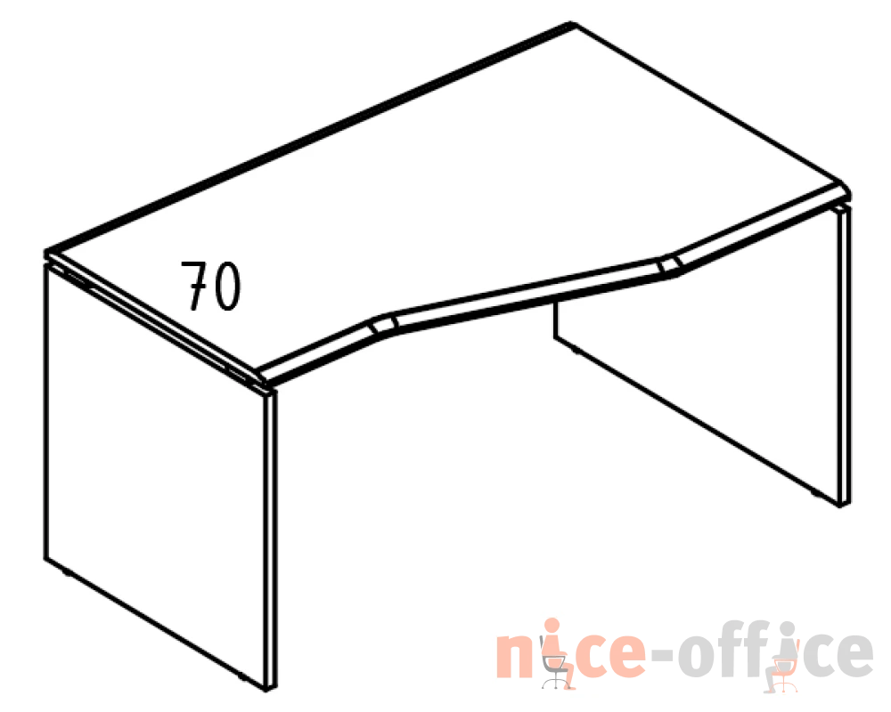 Стол эргономичный "Техно" 90x140 на каркасе ДСП (2 скоса) правый Alta