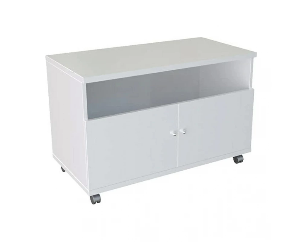Тумба сервисная с нишей, ручка кнопка, колёса d40 Steel