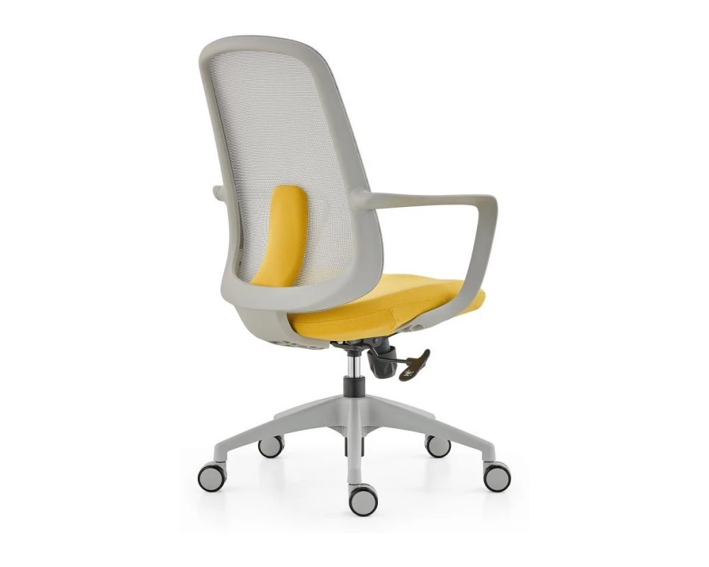 Кресло D Fun Grey Сетка/Ткань, Серый/Желтый