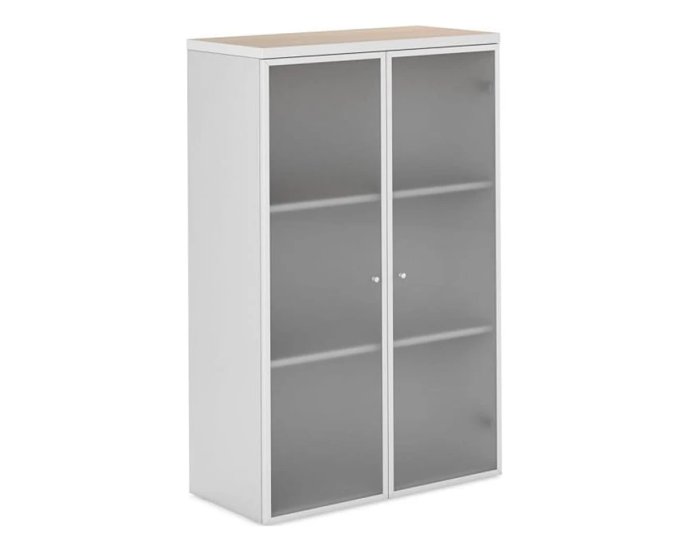Шкаф h140 с алюмстеклянными дверями Флэш Вайт / Flash White
