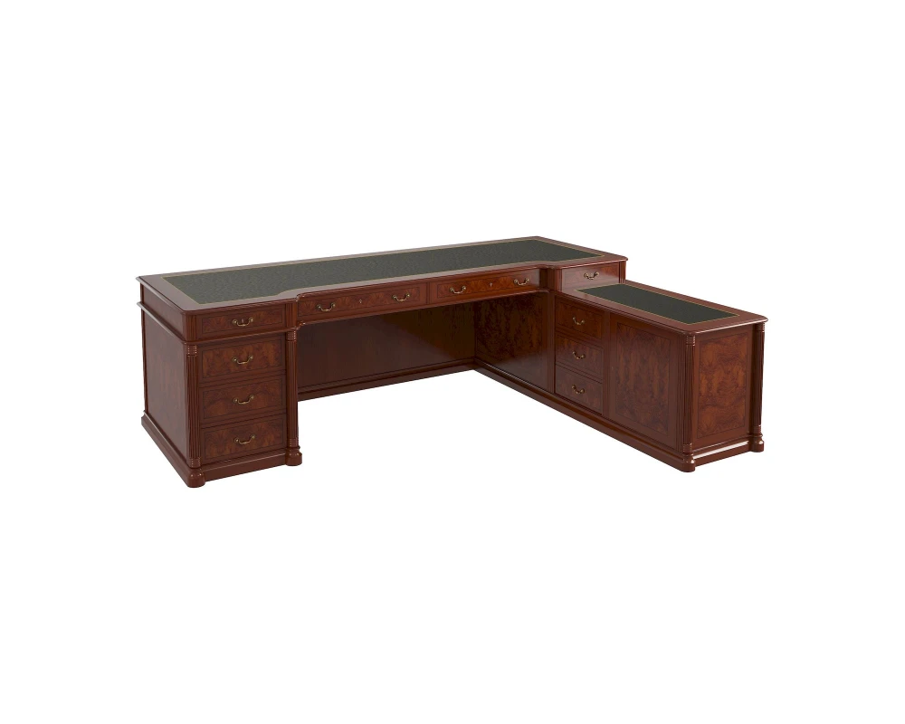 Стол руководителя полуглянцевый, кожа, правый 2500х1900х780 Artmoble