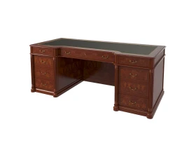 Стол руководителя с передней панелью матовый, кожа 2000х900х780 Artmoble images