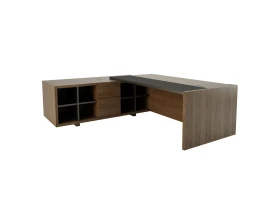 Стол руководителя с модулем полуглянцевый/лакированный, кожа, левый 2760х2265х750 Freeport images