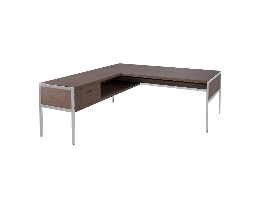 Стол руководителя матовый, хром. опоры, левый 2020х2220х750 Gallery