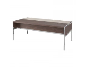 Стол руководителя с лючком слева, матовый, хром. опоры, кожа 1840х1000х750 Gallery images