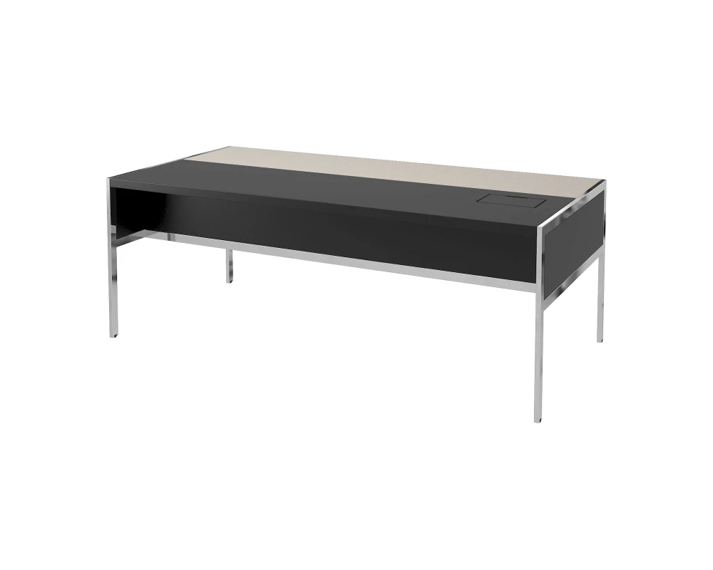 Стол руководителя с лючком справа, полуглянцевый/лакированный, кожа 1840х1000х750 Gallery