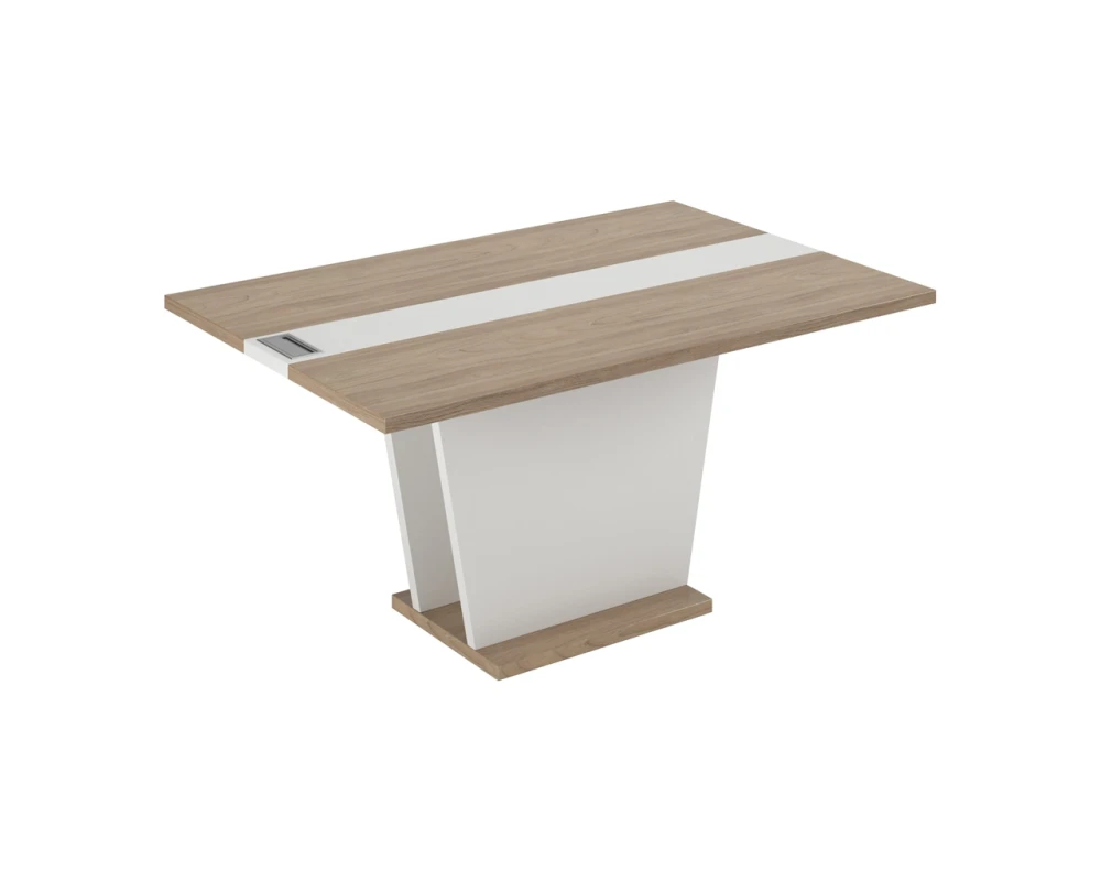 Брифинг-приставка/Элемент стола переговоров с кабель каналом Асти П / Asti P Вяз/Белый