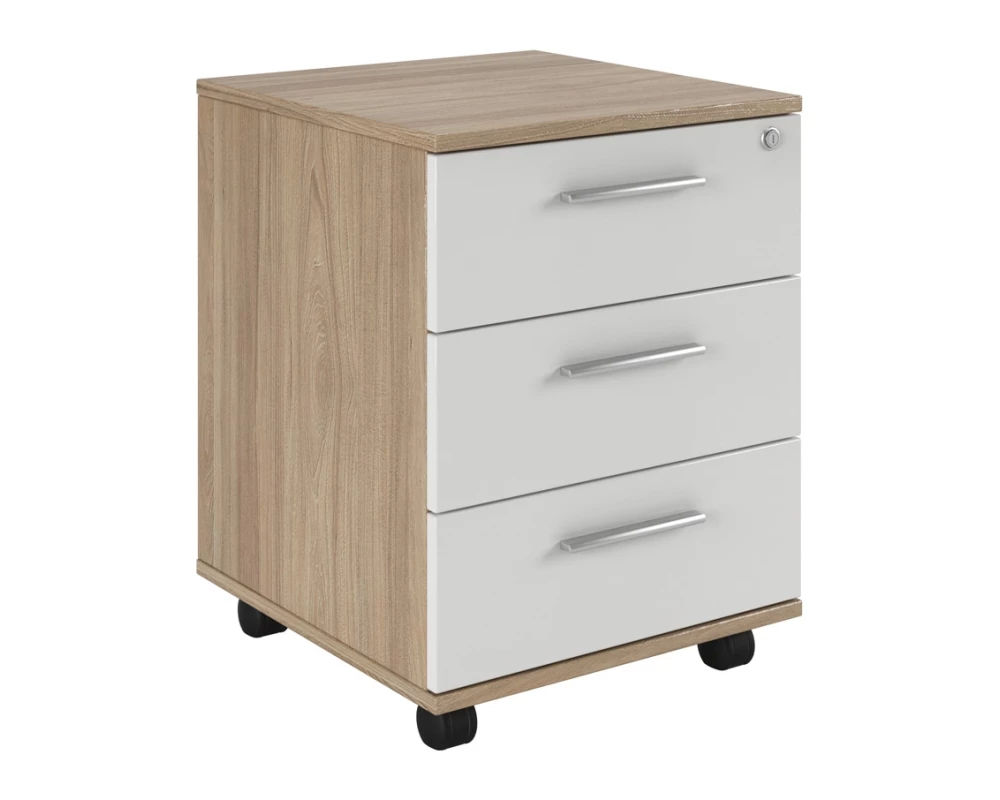 Тумба подкатная с 3 ящиками, глянец Asti P Вяз/Белый