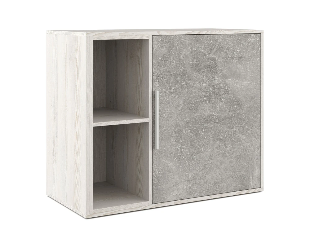 Шкаф низкий с вертикальной нишей Бетон / B-tone Сосна/Бетон светлый