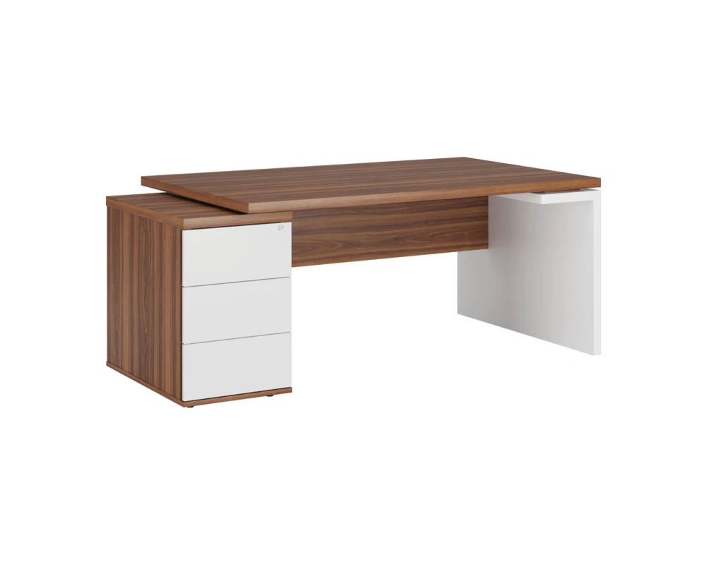 Стол рабочий на опорной тумбе левый Zion Орех