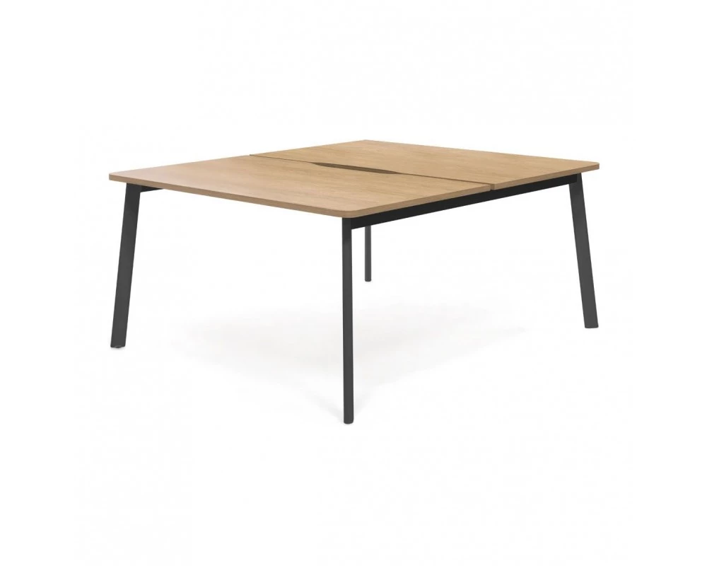 Бенч 2 рабочих места с вырезом 138х141х76 Flex Гикори/Графит