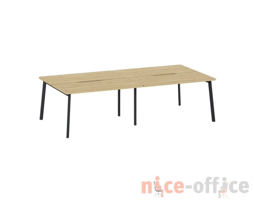 Бенч 4 рабочих места с вырезом 276x141x75 Flex Гикори/Графит