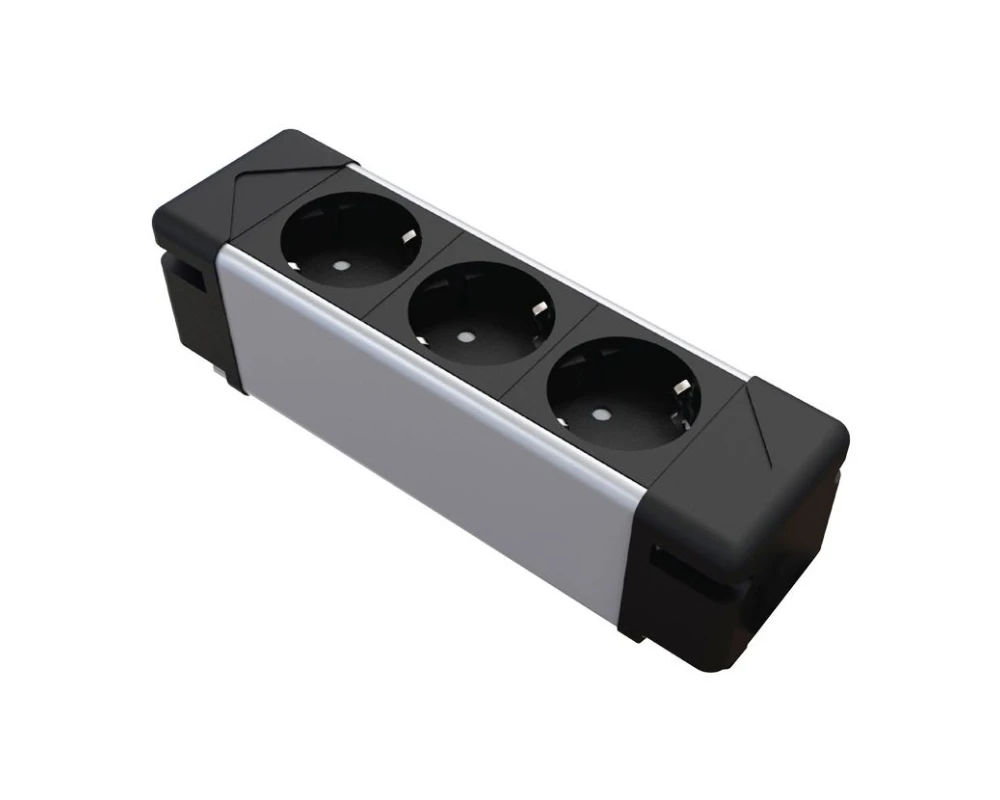 Блок розеток настольный 3P 194x56x56 Under Desk Черный/Алюминий