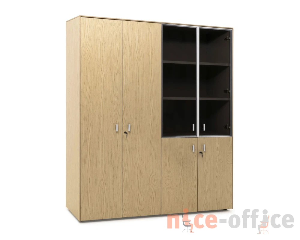 Шкаф комбинир с гардер 162x44x197 Exe Дуб светлый/Хром