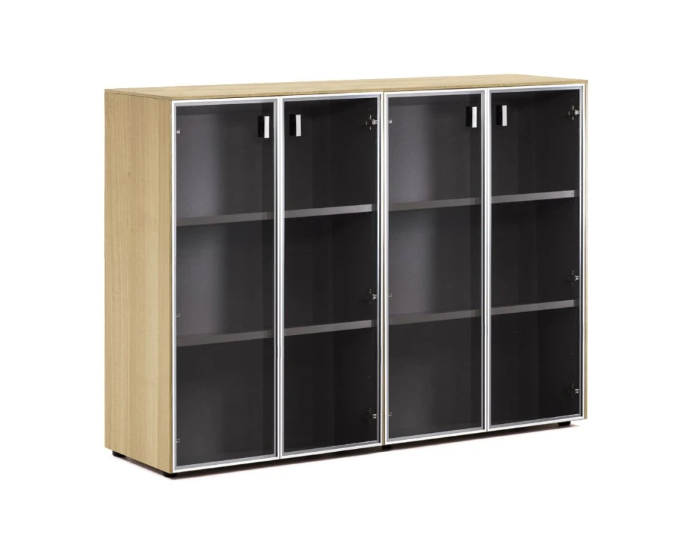 Шкаф-витрина H.120 4 дв 162x44x119,5 Exe Дуб светлый/Хром