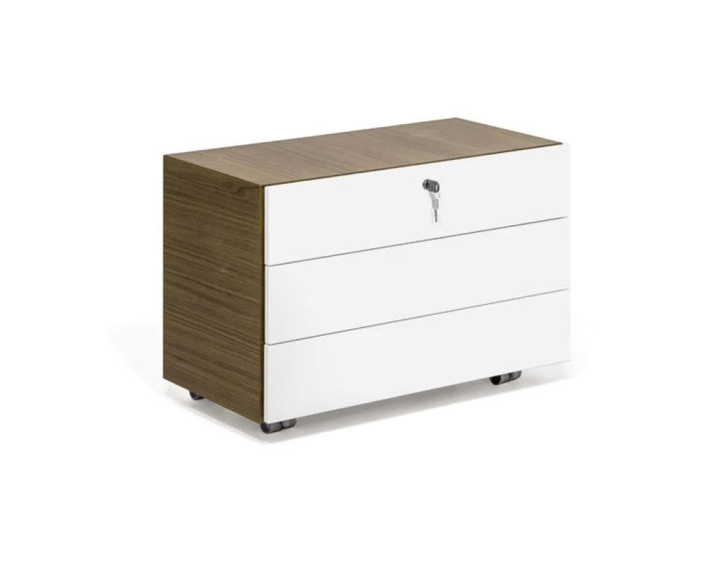 Тумба подкатная 3 ящика 80x42x54 Kyo Орех/Белый