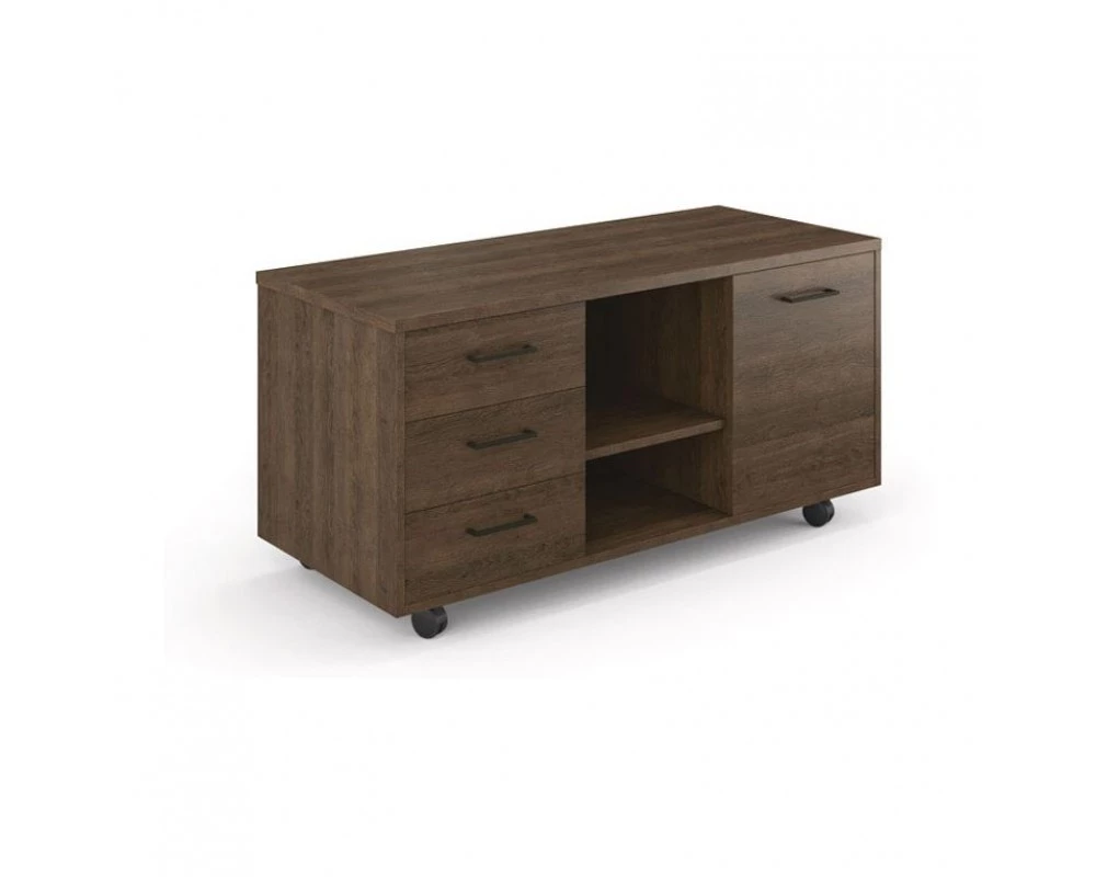 Тумба-приставка подкатная 3 ящика, дверь 123x53x62 Lava/Terra Табак