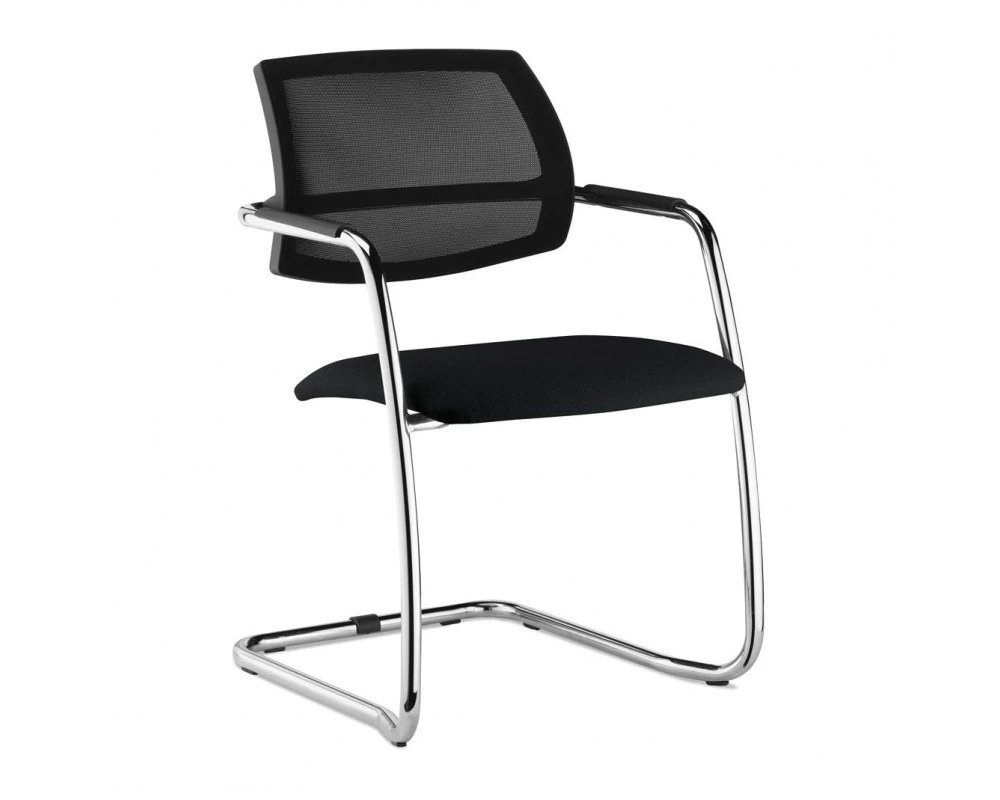 Кресло Urban Mesh на полозьях Сетка/Кожа, Черный