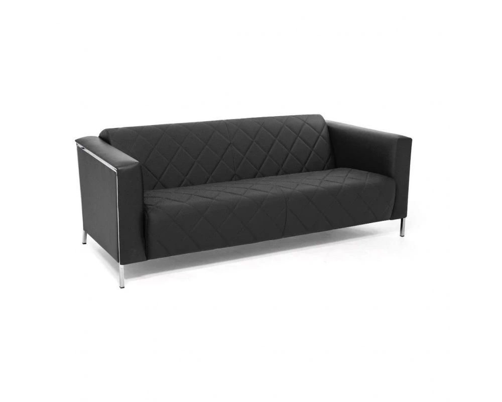 Диван 2-х местный Vispo Кожа/Экокожа, Черный