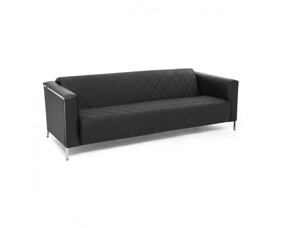 Диван 3-х местный Vispo Кожа/Экокожа, Черный