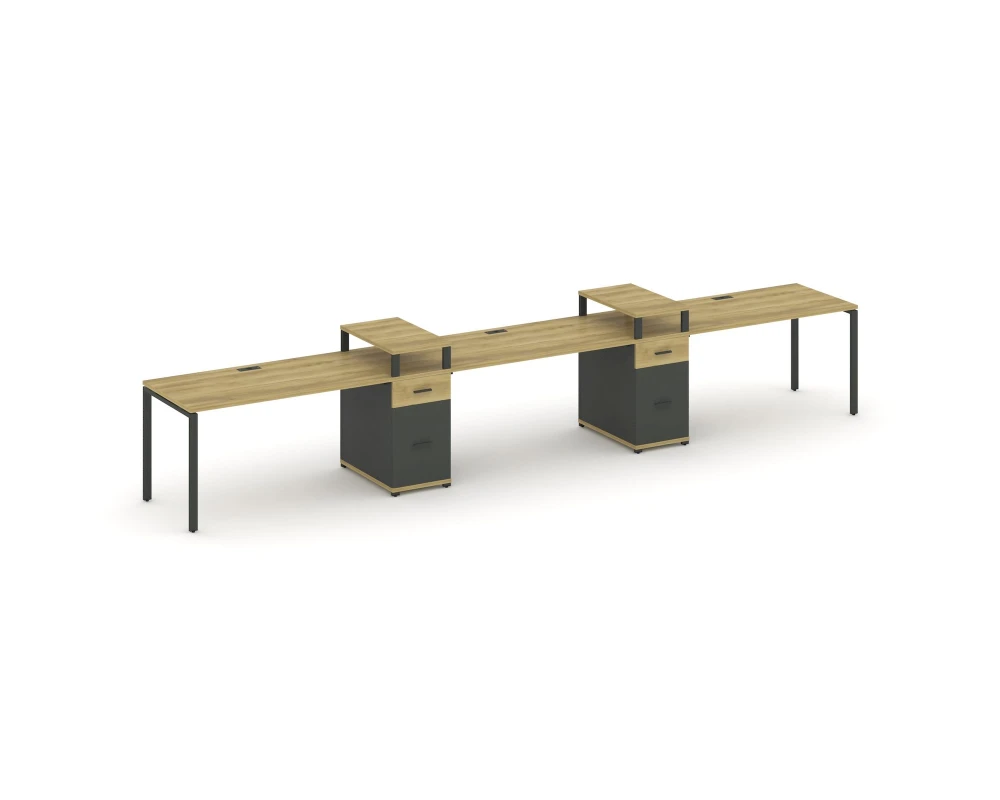 Рабочая станция 3 места с 2 опорными тумбами CN.ORS-455 W 4580x720x917 Концепт / Concept