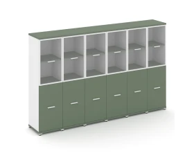 Шкаф 6 узких секций, 4 ниши CN.STU-462 RPW W 2500x420x1554 Концепт / Concept images