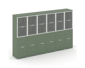 Шкаф 6 узких секций, 4 ниши CN.STU-462 RPW W 2500x420x1554 Концепт / Concept images