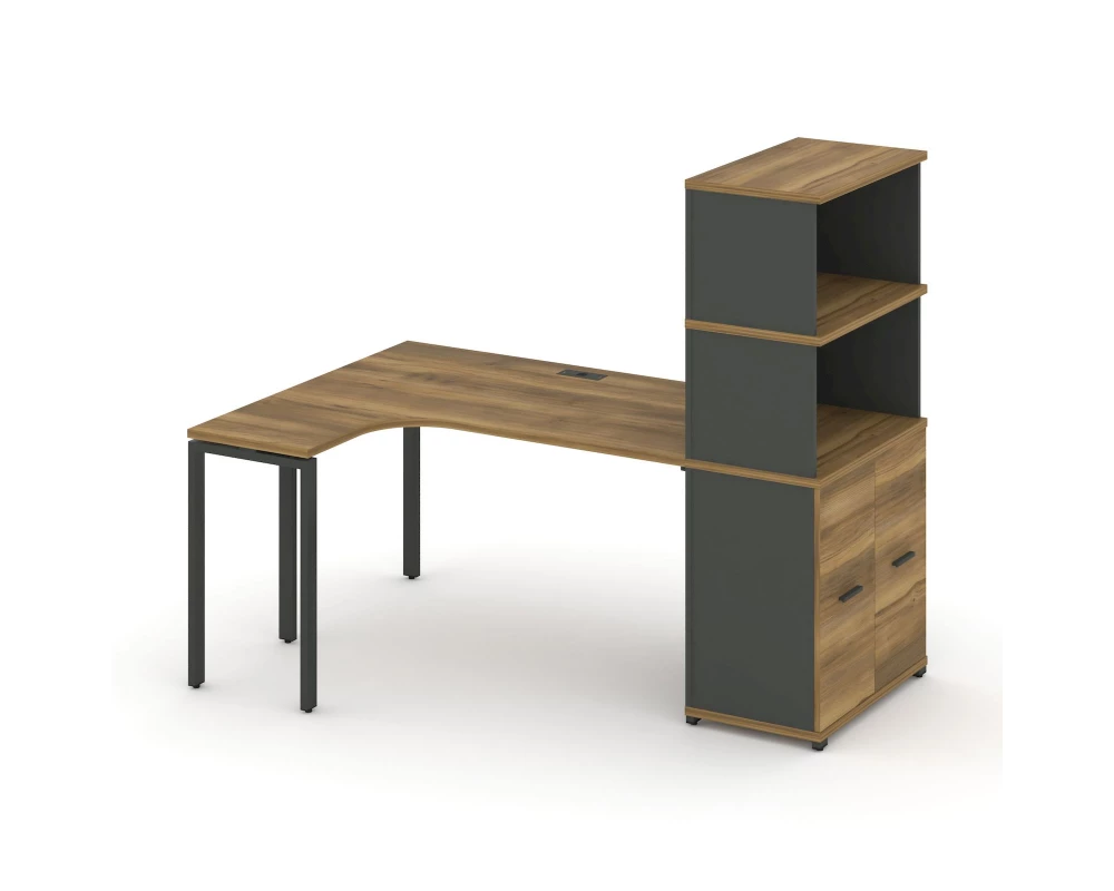 Стол эргономичный с опорным распаш. шкафом с надставкой выс. CN.SA-216(L) A 2000x1180x1530 Concept