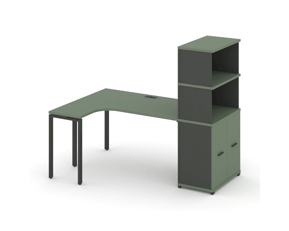Стол эргономичный с опорным распаш. шкафом с надставкой выс. CN.SA-216(L) A 2000x1180x1530 Concept