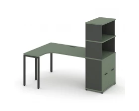 Стол эргономичный с опорным распаш. шкафом с надставкой выс. CN.SA-216(L) A 2000x1180x1530 Concept images