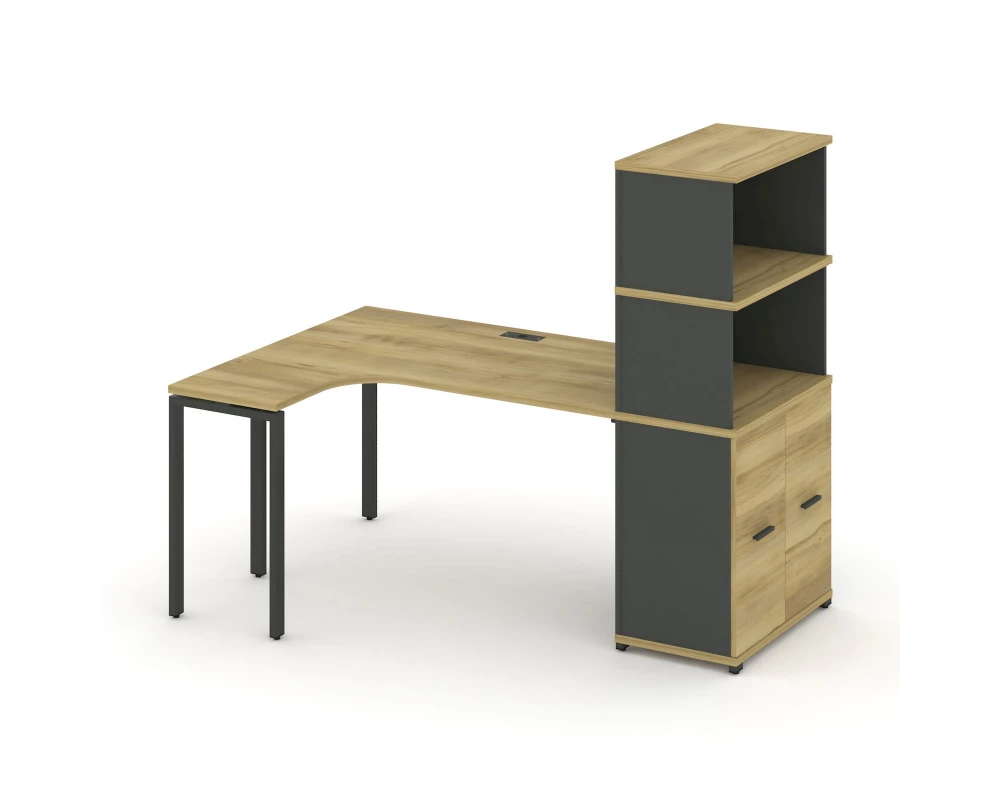 Стол эргономичный с опорным распаш. шкафом с надставкой выс. CN.SA-216(L) A 2000x1180x1530 Concept