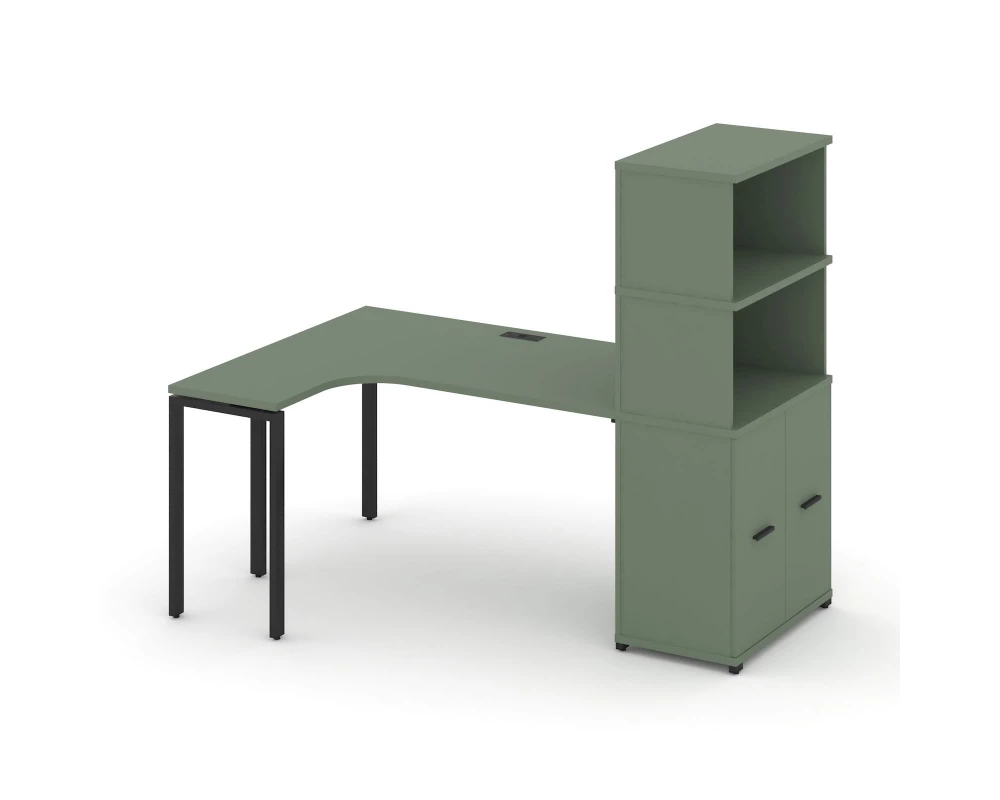 Стол эргономичный с опорным распаш. шкафом с надставкой выс. CN.SA-216(L) B 2000x1180x1530 Concept