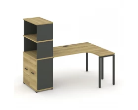 Стол эргономичный с опорным распаш. шкафом с надставкой выс. CN.SA-216(R) A 2000x1180x1530 Concept images
