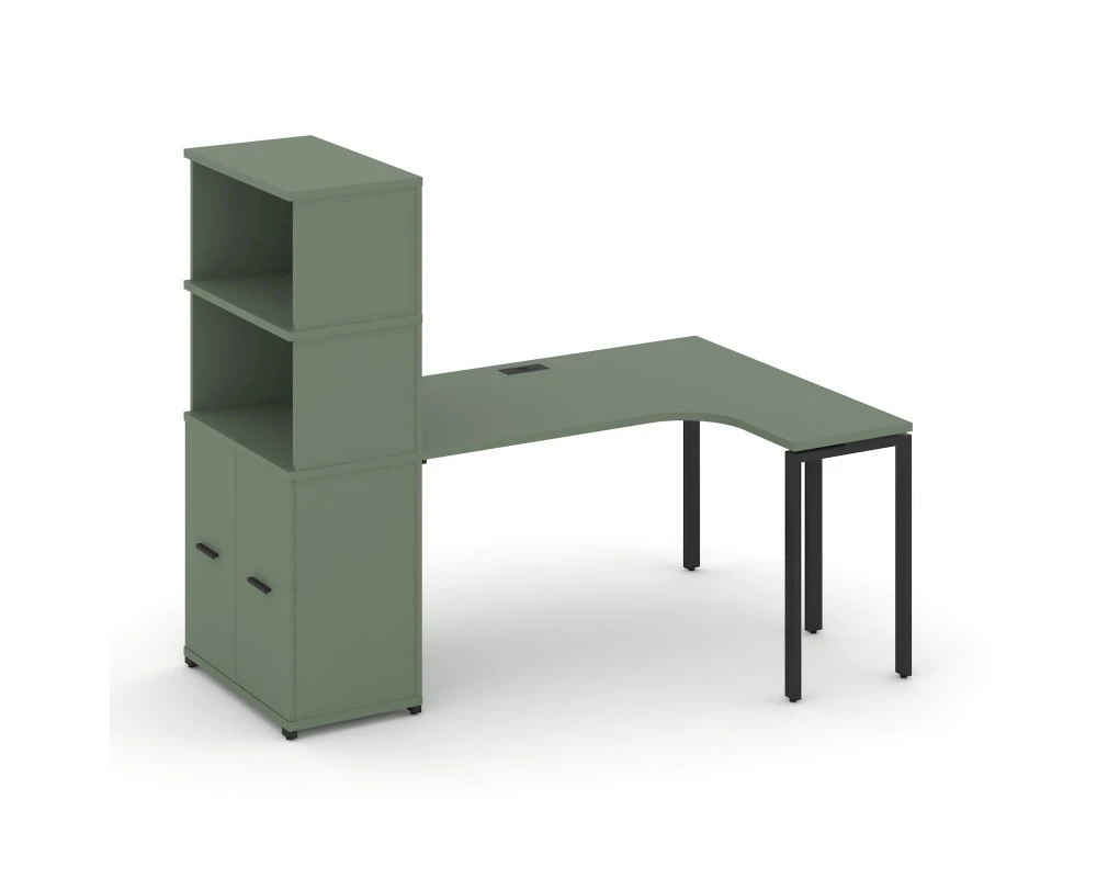 Стол эргономичный с опорным распаш. шкафом с надставкой выс. CN.SA-216(R) B 2000x1180x1530 Concept