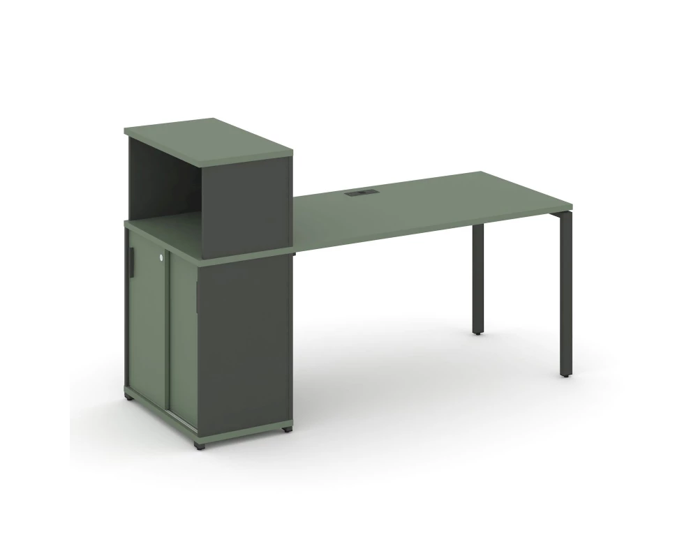 Стол рабочий с опорным шкафом-купе с надставкой низ. CN.SP-237 A 1400x720x1140 Concept
