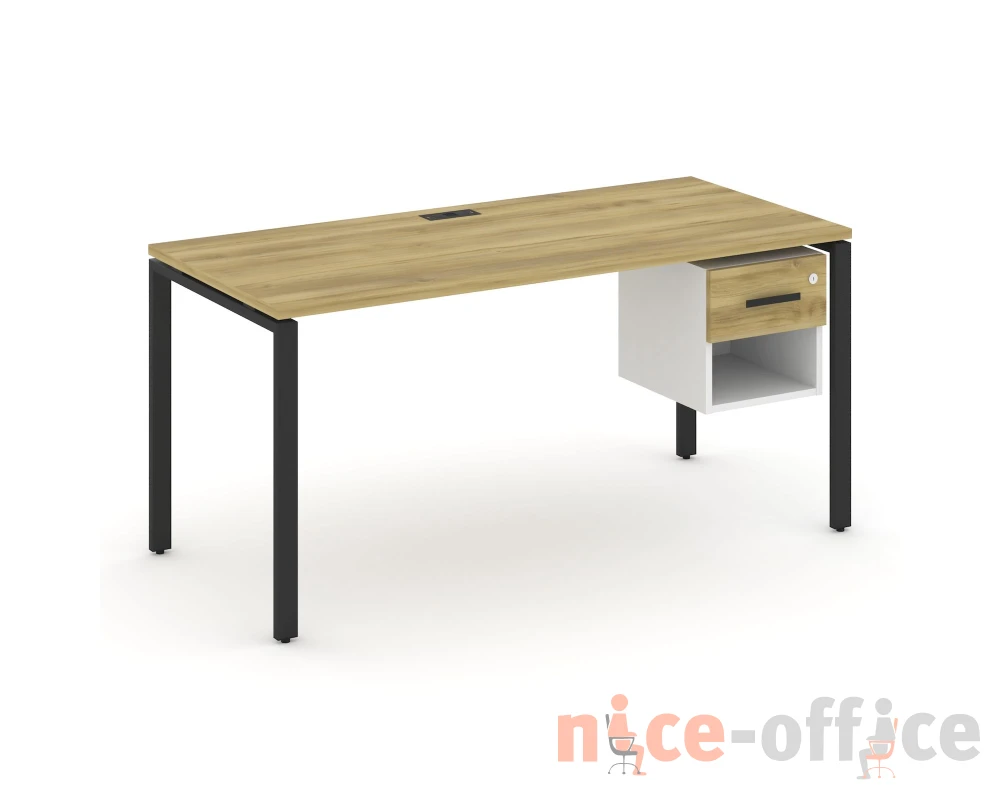 Стол рабочий с подвесной тумбой 1 открытой нишей и одним ящ. CN.SP-120 W 1580x720x750 Концепт / Concept